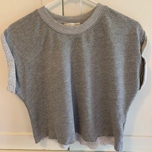 Grey French Terry Cropped Shirt